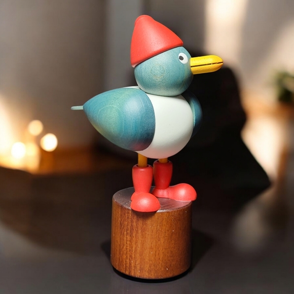 MARTIN handmade wooden Seagull, Christmas seagull, wing color light blu, Germany - Picture 2 of 5